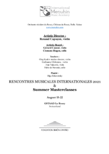 Lire la suite à propos de l’article Rencontres Musicales Internationales 2021 & Summer Masterclasses