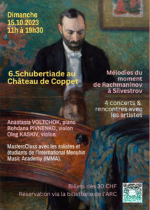 Lire la suite à propos de l’article Mélodies du moment de Rachmaninov à Silvestrov, concert du 15 octobre au Château de Coppet